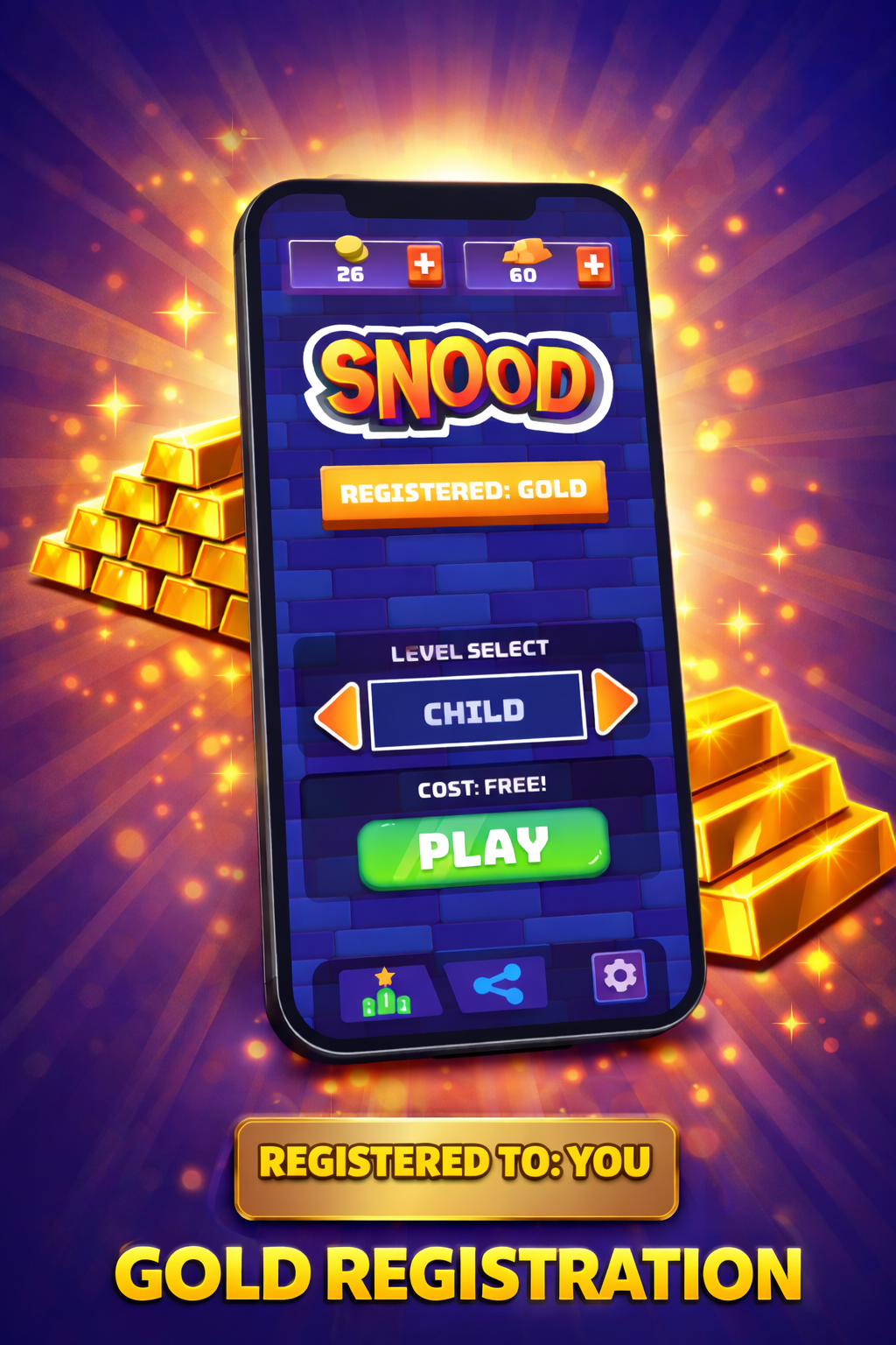 Snood Original Gold Registration - Mobile App