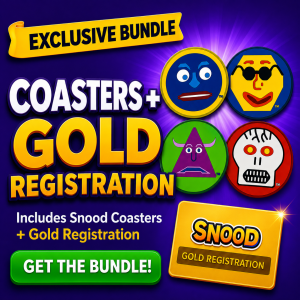 Snood Original – Gold Registration + Snood Coasters Bundle