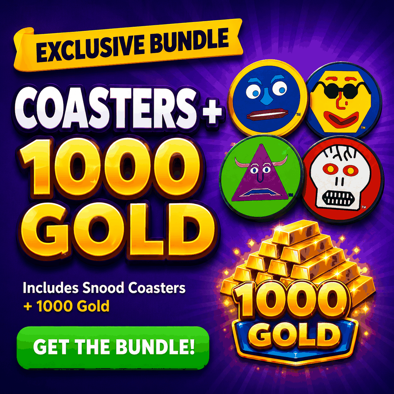 Snood Original – 1000 Gold + Snood Coasters Bundle