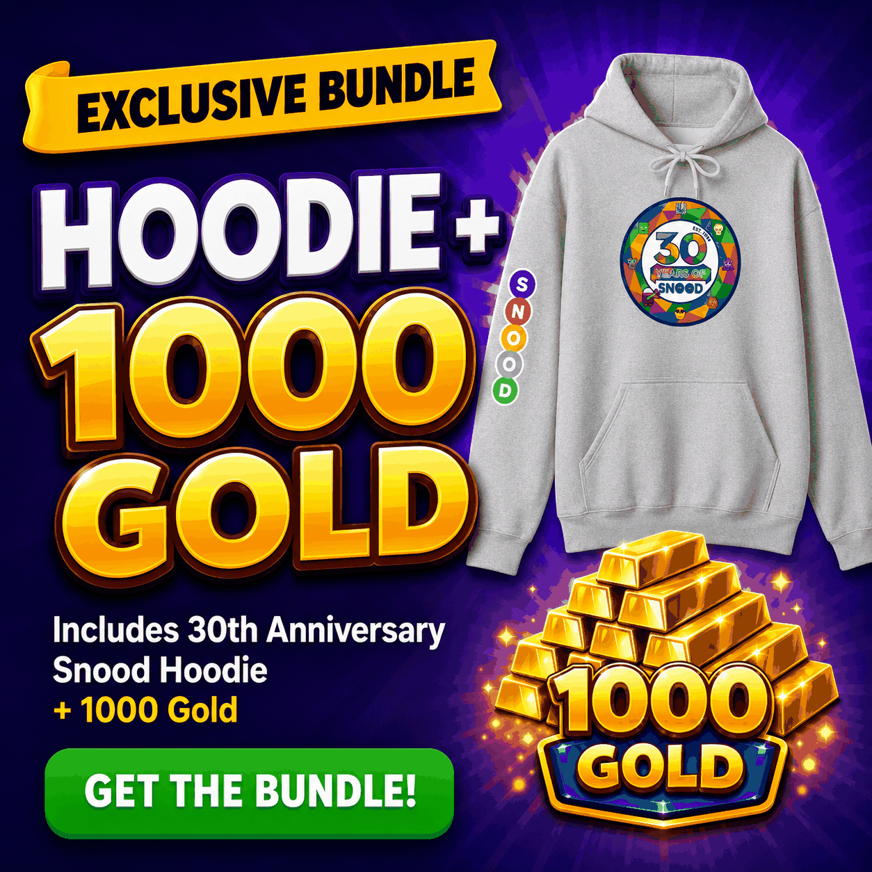 Snood Original - 1000 Gold + 30th Anniversary Snood Hoodie Bundle